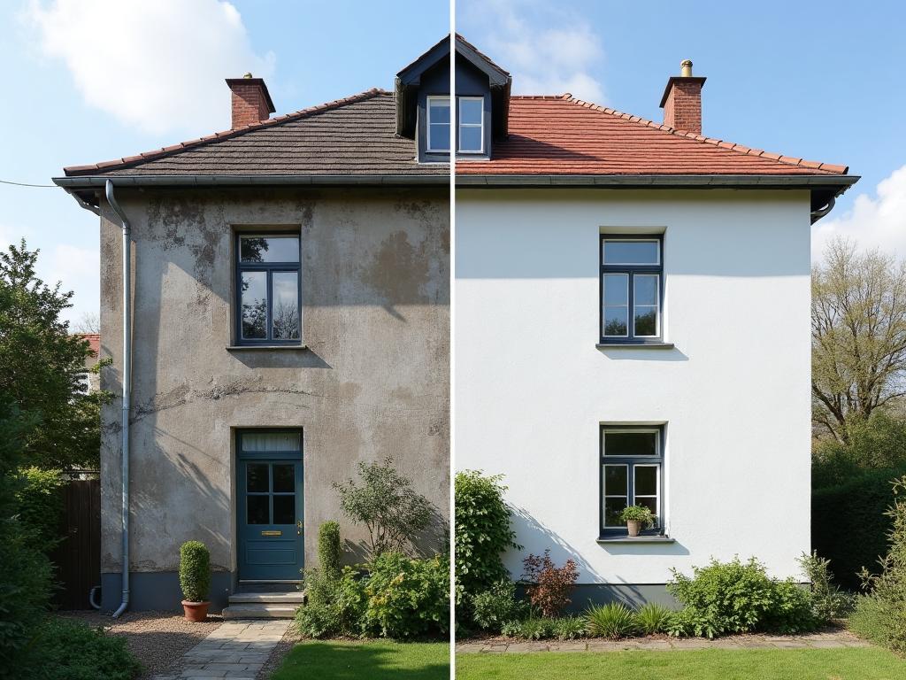 Fassadensanierung - Vorher Nachher Vergleich